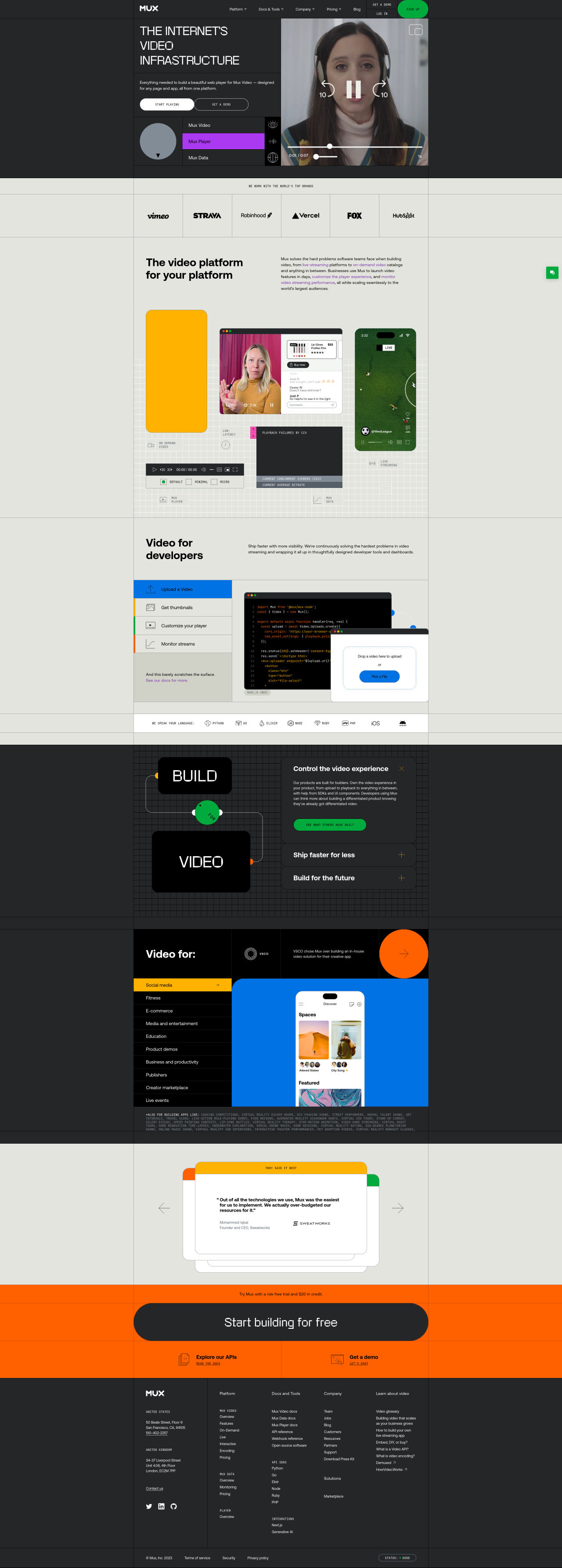 MUX homepage