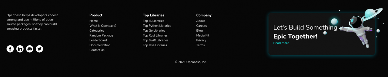 Openbase footer