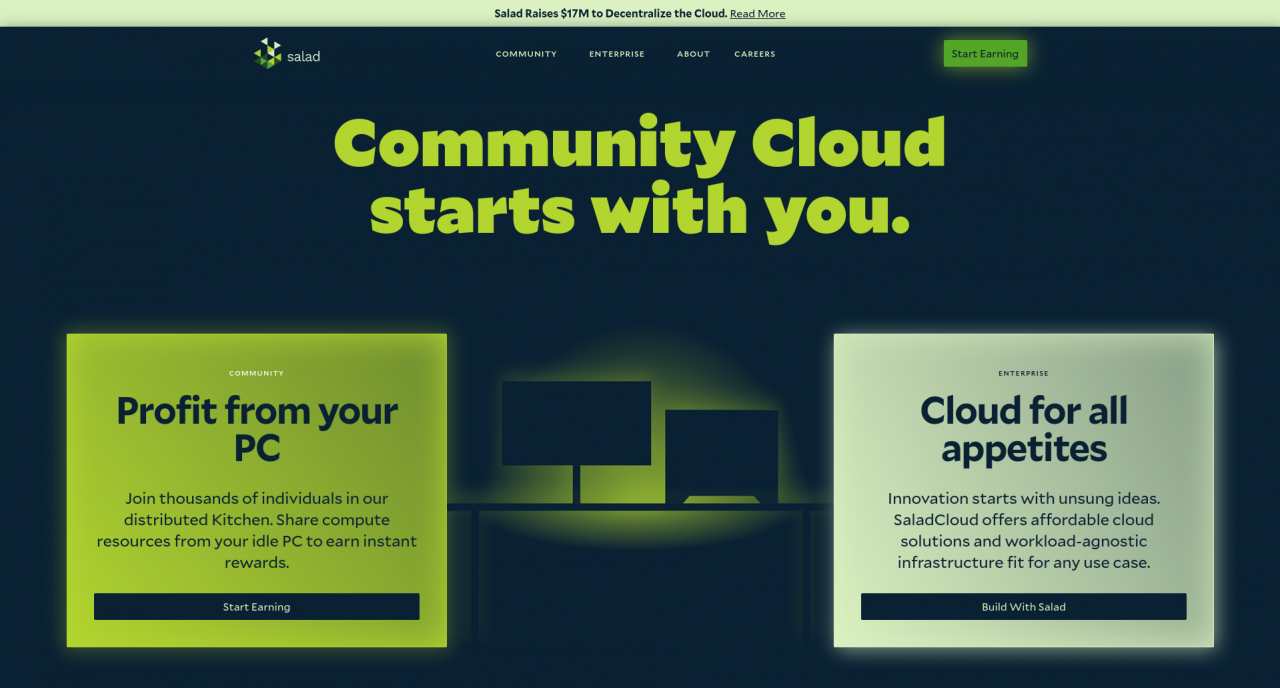Salad Community Cloud home