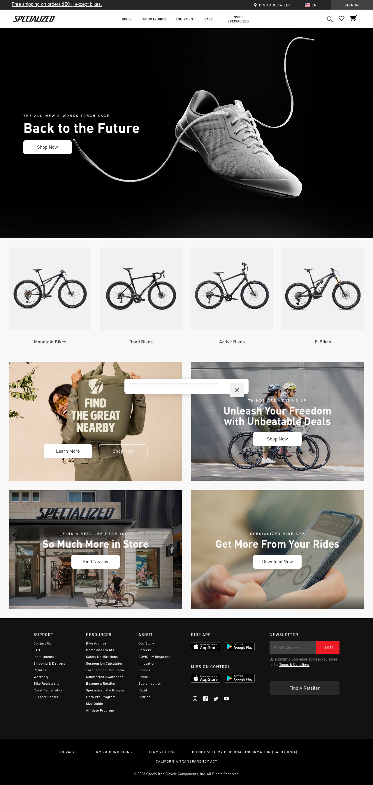 specialized.com screenshot