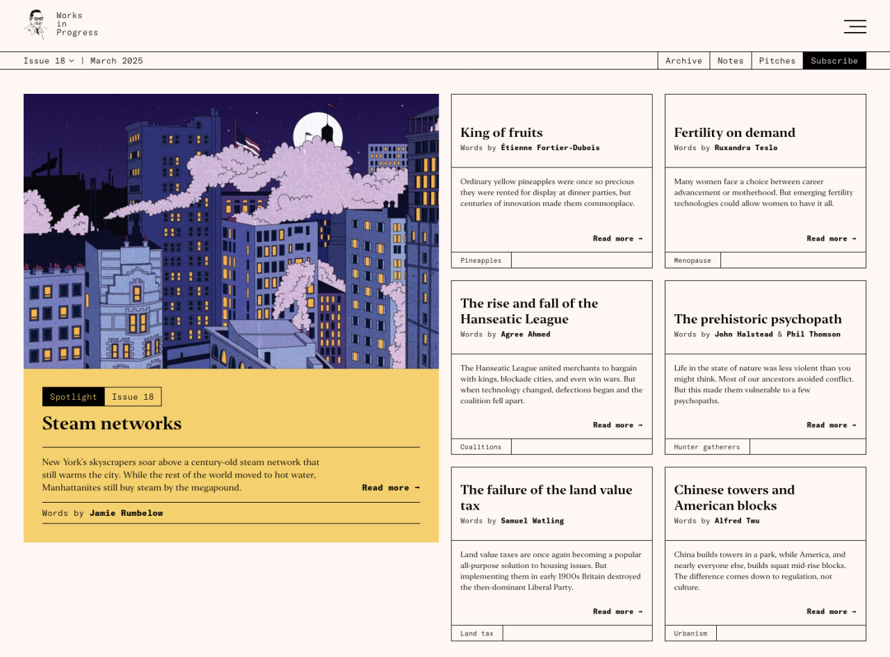 Works In Progress home page